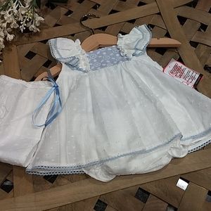 🚫SOLD🚫l White+Light Blue Dress Set 9m (matching)
